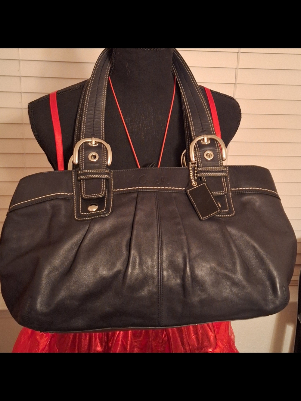Coach Black Leather Patch with Gray Lining
